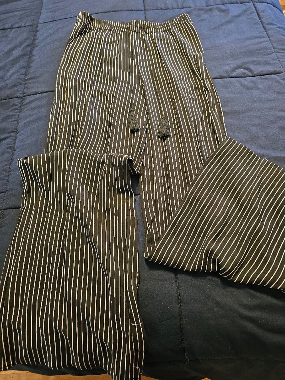 Wideleg Black And White Striped Pants Sz L